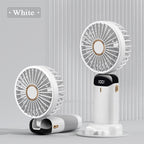 Digital Display Portable Mini Fan – 5-in-1 Multipurpose USB-C Rechargeable Handheld Fan - With Cable