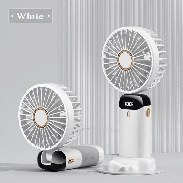 Digital Display Portable Mini Fan – 5-in-1 Multipurpose USB-C Rechargeable Handheld Fan - With Cable